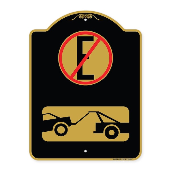 Signmission Spanish Parking Control Sign No Estacionar No Parking, Black & Gold Alum Sign, 18" H, BG-1824-22883 A-DES-BG-1824-22883 - main